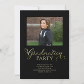 Invitation Diplômé Simple Écriture Calligraphique Or Noir (Dos)