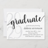 Invitation Diplôme simple | Noir et blanc minimaliste (Devant)