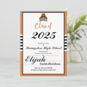 Invitation Diplôme simple Orange (Debout devant)