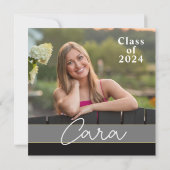 Invitation Diplôme Simple Photo Personnalisé Moderne (Dos)