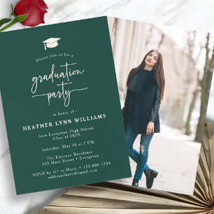 Invitation Diplôme Simple Vert