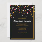 Invitation Diplôme Stripes et Confetti Noir/Or ID890 (Dos)