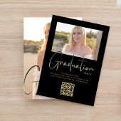 Invitation Diplômé Stylish Simple Photo Gold Calligraphie