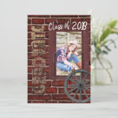 Invitation Diplôme supérieur en photo Vintage (Debout devant)