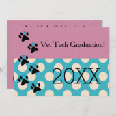 Invitation Diplôme technique Vet rose et bleu (Devant / Derrière)