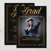 Invitation Diplômé. Touche en or Éclairer votre avenir (Devant / Derrière)