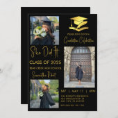 Invitation Diplômé trois photo moderne graduation (Devant / Derrière)