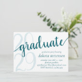 Invitation Diplôme Turquoise simple | Jade foncé Vert Script  (Debout devant)