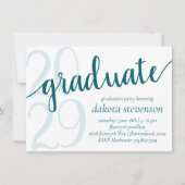 Invitation Diplôme Turquoise simple | Jade foncé Vert Script  (Devant)