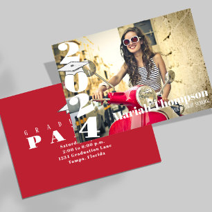 Invitation Diplôme Typographie Rouge Classe Photo De 2023