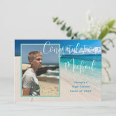 Invitation Diplôme Unisexe Maison Ouverte Plage Tropicale (Debout devant)