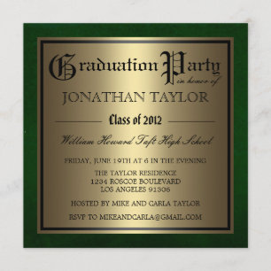 Invitation Diplôme vert et or