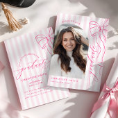 Invitation Diplômée au Ruban Rose Élégant