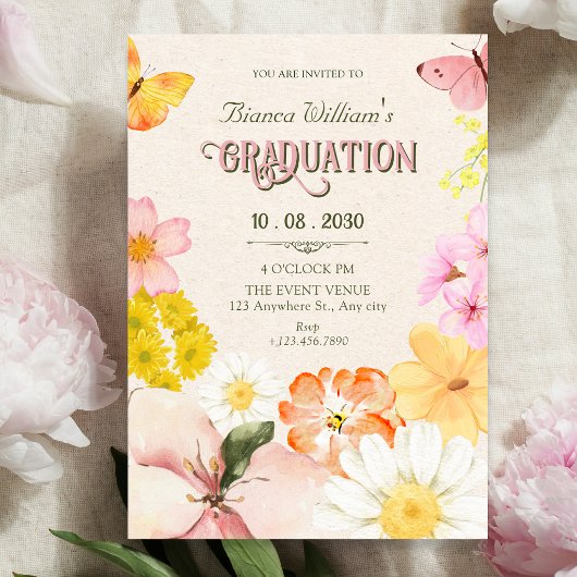 Invitation Diplômée de la floraison printanière