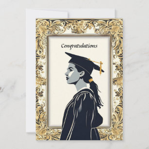Invitation Diplômée Féminine Élégante en Pose