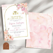 Invitation Diplômée Fleurie Rose Blush Infirmière