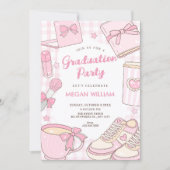 Invitation Diplômée mignonne rose (Devant)