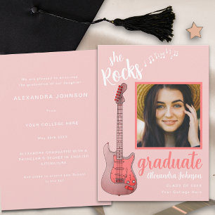 Invitation Diplômée Photo Pink Script She Rocks Country Music