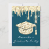 Invitation Diplômés Gold Casquette Parties scintillant Glam T (Dos)