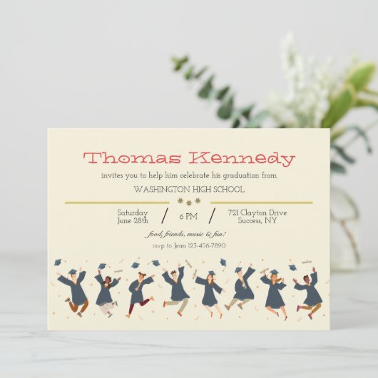 Invitation Diplômés heureux (Debout devant)