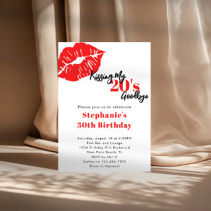 Invitation Dire adieu à mes 20 ans Rouge et Noir 30e Annivers