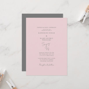 Invitation Dire Oui Mariage Élégant Rose & Gris