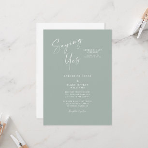 Invitation Dire Oui Sage Élégante Mariée Parents Mariage