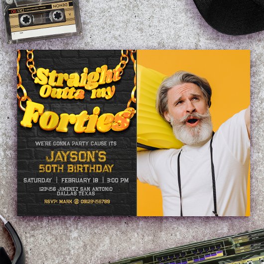 Invitation Directement de mes quarante ans avec photo