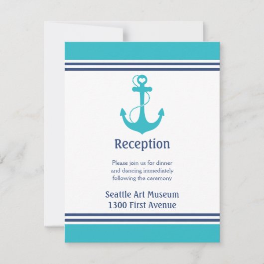 Invitation Direction de réception de mariage turquoise (Devant)