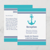 Invitation Direction de réception de mariage turquoise (Devant / Derrière)