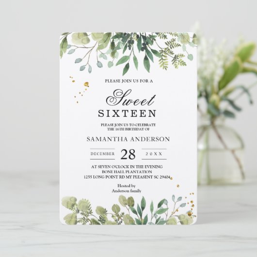 Invitation Direction des Feuilles verts Kraft (Debout devant)