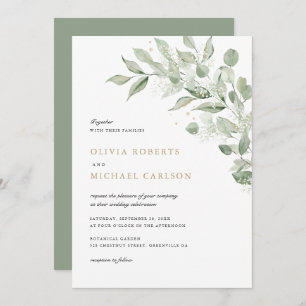 Invitation Direction du congé d'olive de verdure Mariage du s