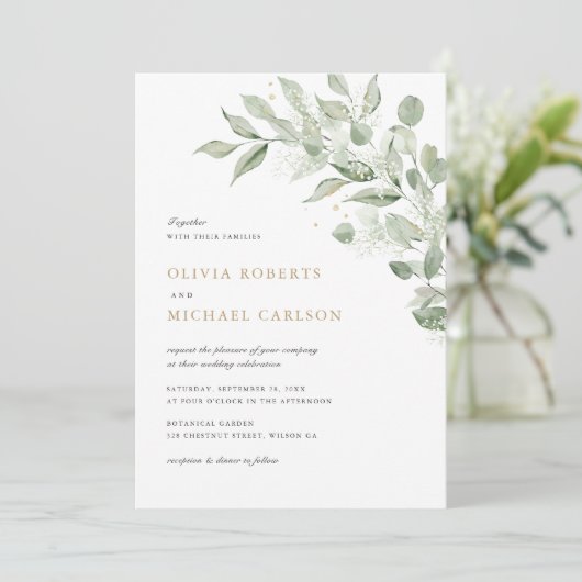 Invitation Direction du congé d'olive de verdure Mariage du s (Debout devant)