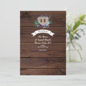 Invitation Directions de mariage à cœur rustique Fleurs aquar (Debout devant)