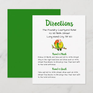 Invitation Directions de mariage vert Cartoon de fête pour to