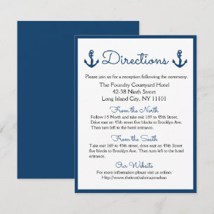 Invitation Directions nautiques bateau ancre mariage bleu mar