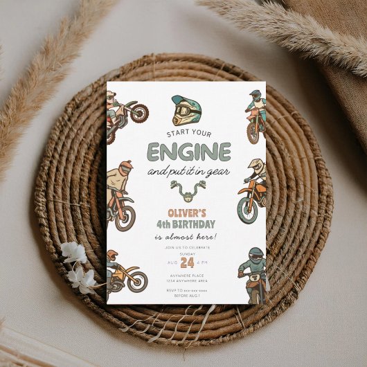 Invitation Dirt bike boy 4th birthday