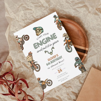 Invitation Dirt bike boy 6th birthday
