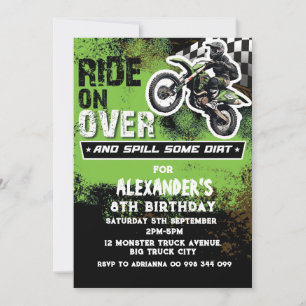 Invitation Dirt Bike Boy Green 2e 3e 6e 7e 8e