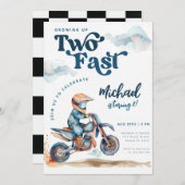 Invitation Dirt Bike Deux Anniversaire Rapide (Devant / Derrière)