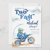 Invitation Dirt Bike Deux Fast Green Blue Anniversaire (Devant)