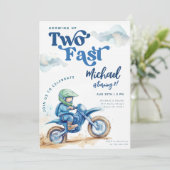Invitation Dirt Bike Deux Fast Green Blue Anniversaire (Debout devant)