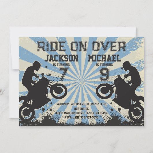 Invitation Dirt Bike Joint Birthday (Devant)