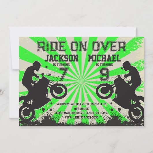 Invitation Dirt Bike Joint Birthday (Devant)
