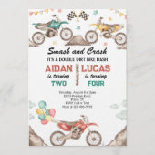 Invitation Dirt Bike Joint Birthday Party (Devant)