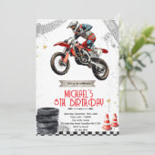 Invitation Dirt Bike motorcross birthday invite (Debout devant)
