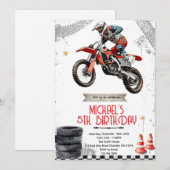 Invitation Dirt Bike motorcross birthday invite (Devant / Derrière)
