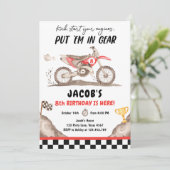 Invitation Dirt Bike Motorcross Course Vélo Boy Anniversaire (Debout devant)