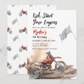 Invitation Dirt Bike N'Importe Quel Âge Anniversaire Invitati (Devant / Derrière)