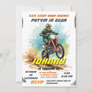 Invitation Dirt Vélo Personnel Motocross Anniversaire